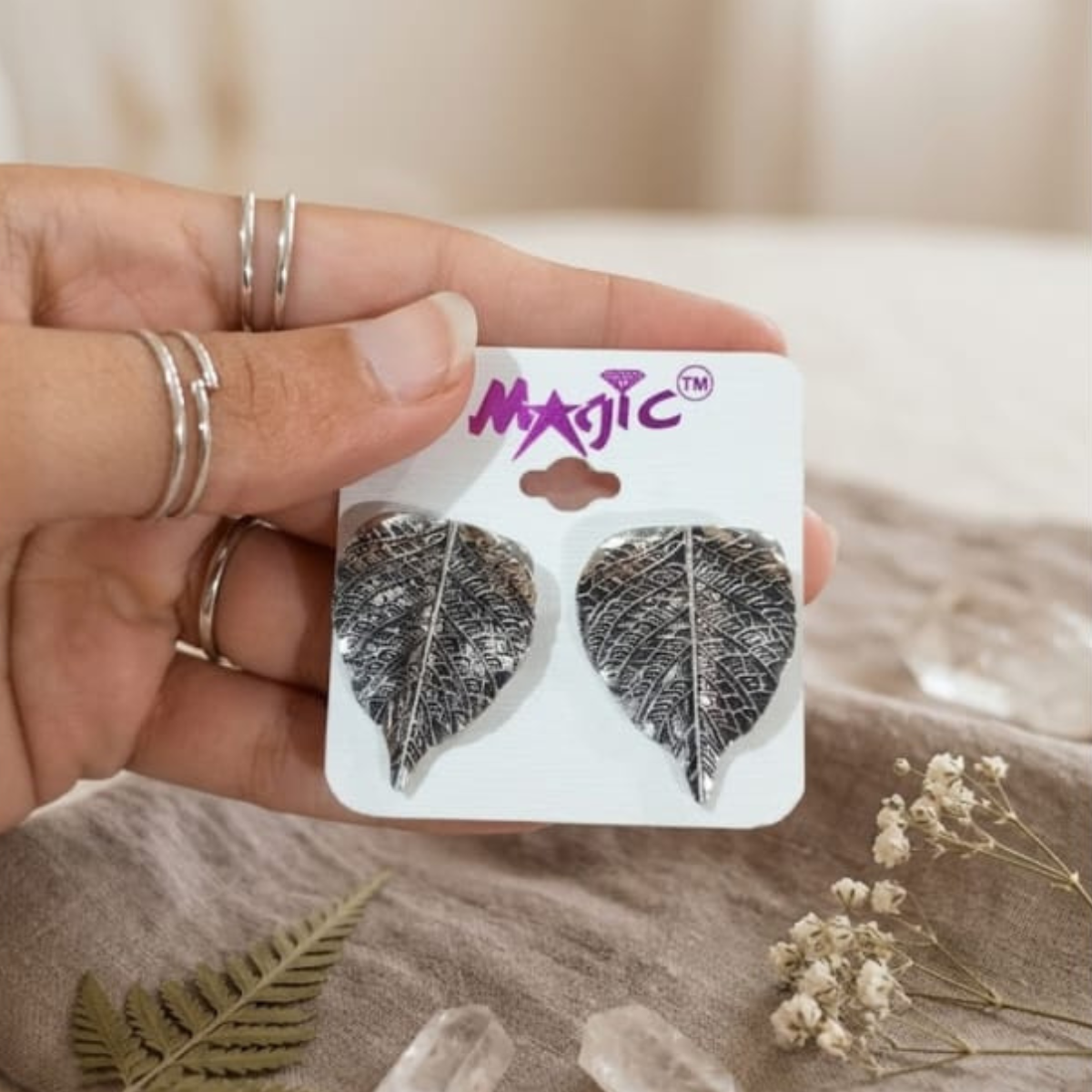Antique Leaf Earrings - Image 2
